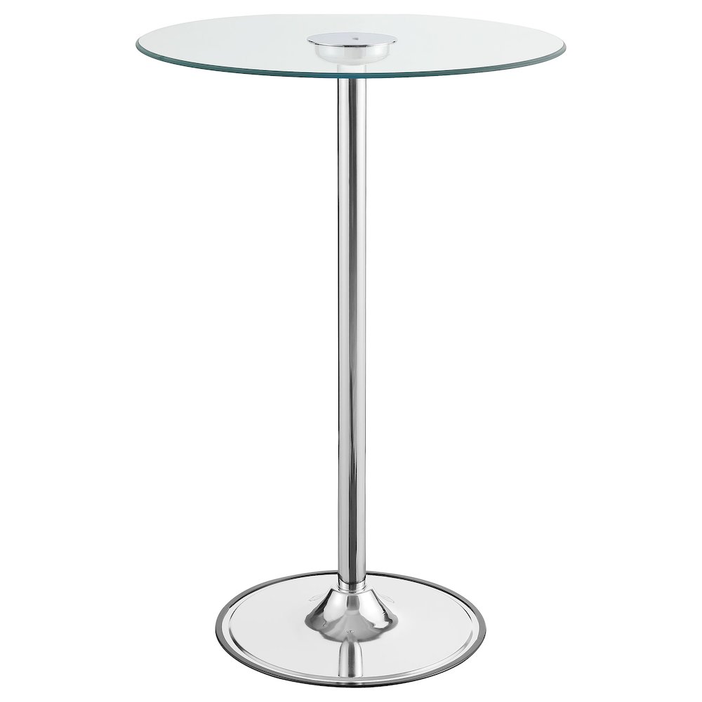 Thea Round 28-inch Glass Top LED Bistro Bar Table Chrome. Picture 2