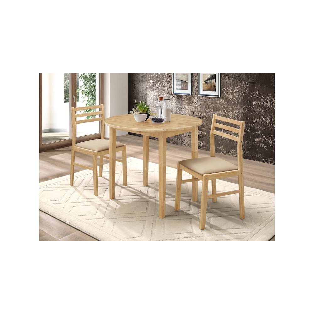 Bucknell 3-piece Round Drop Leaf Dining Table Set Natural. Picture 13