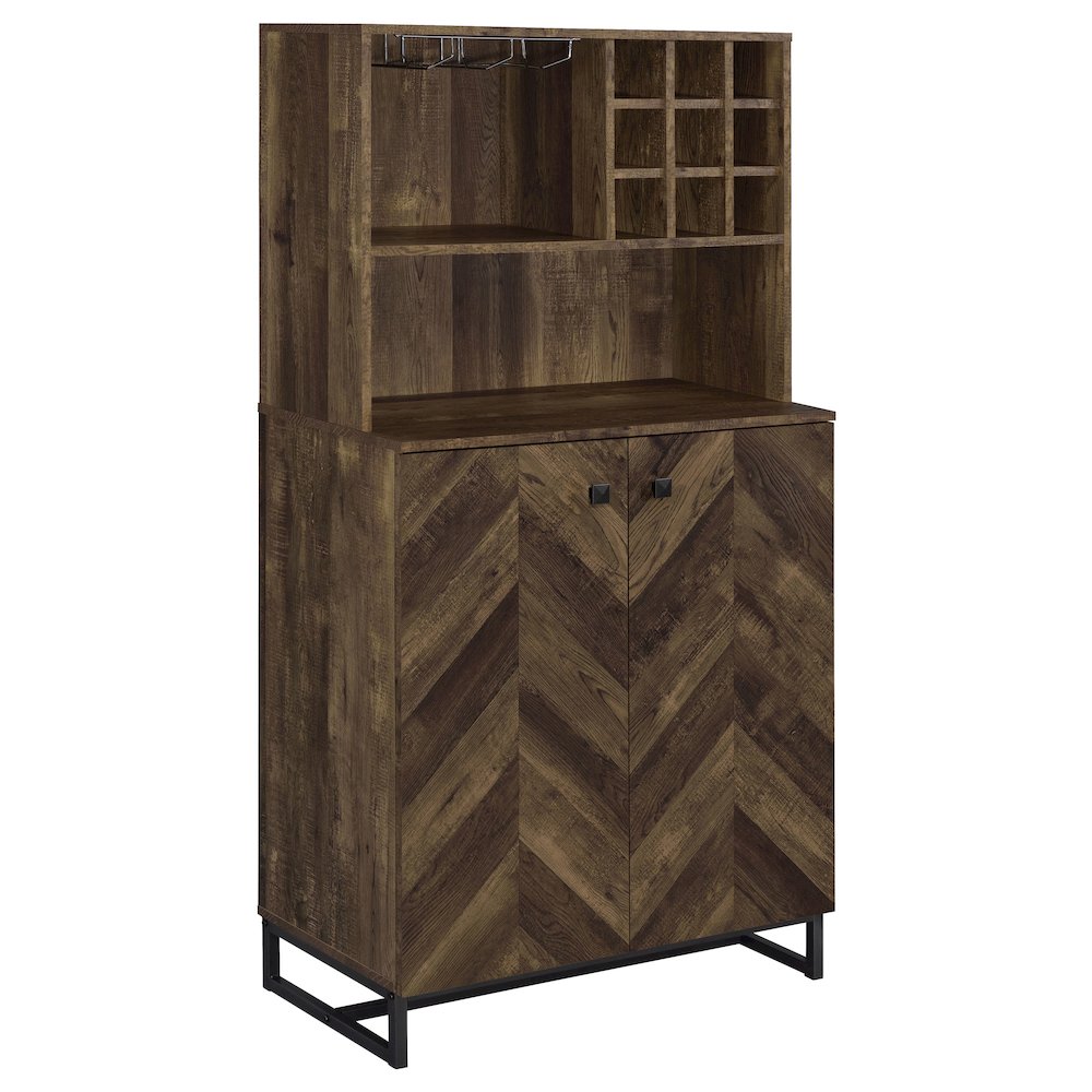 Mendoza 2-door Home Bar Cabinet Wine Storage Rustic Oak. Picture 2