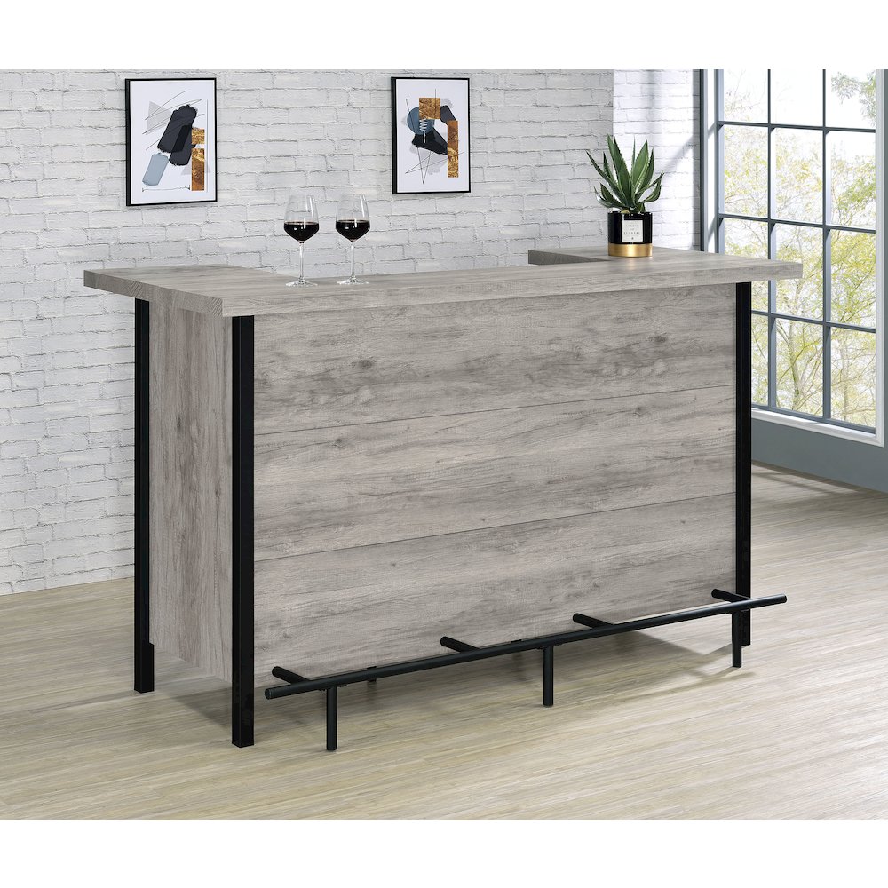 Bellemore Freestanding Home Bar Wine Cabinet Grey Driftwood. Picture 10