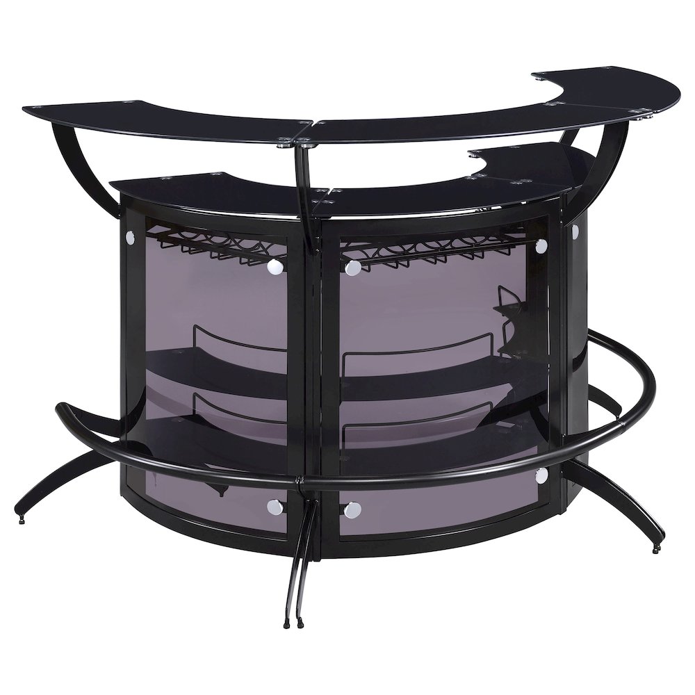 Dallas 3-piece Curved Freestanding Home Bar Cabinet Black. Picture 2