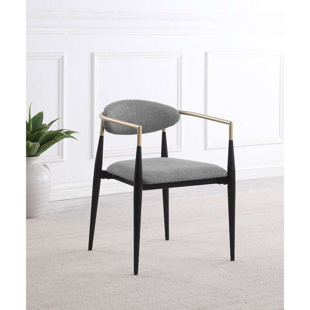 Alexis Fabric Upholstered Dining Arm Chair Grey (Set of 2). Picture 11