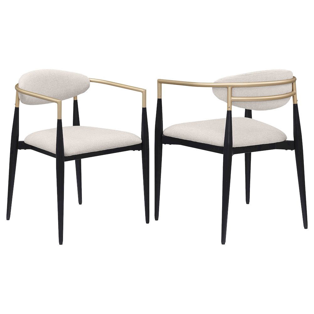 Alexis Fabric Upholstered Dining Arm Chair Beige (Set of 2). Picture 2