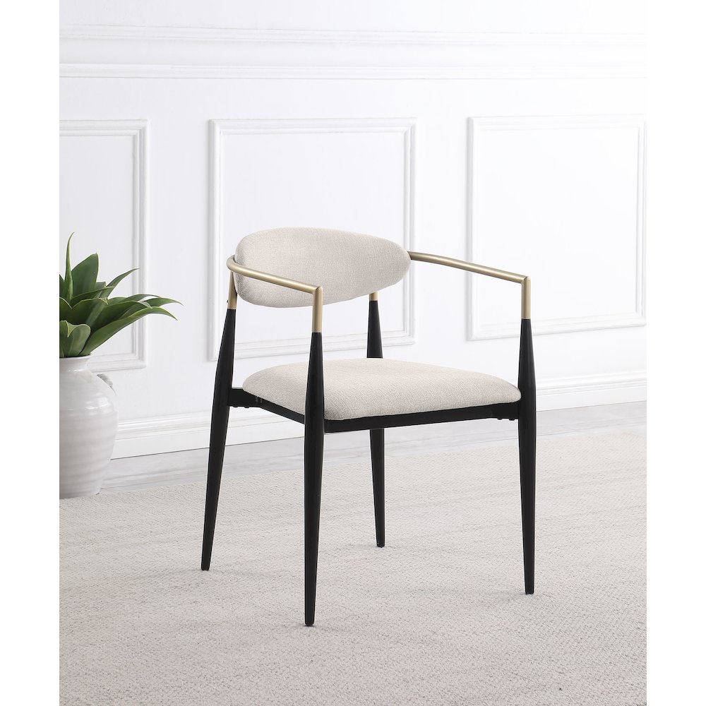 Alexis Fabric Upholstered Dining Arm Chair Beige (Set of 2). Picture 11