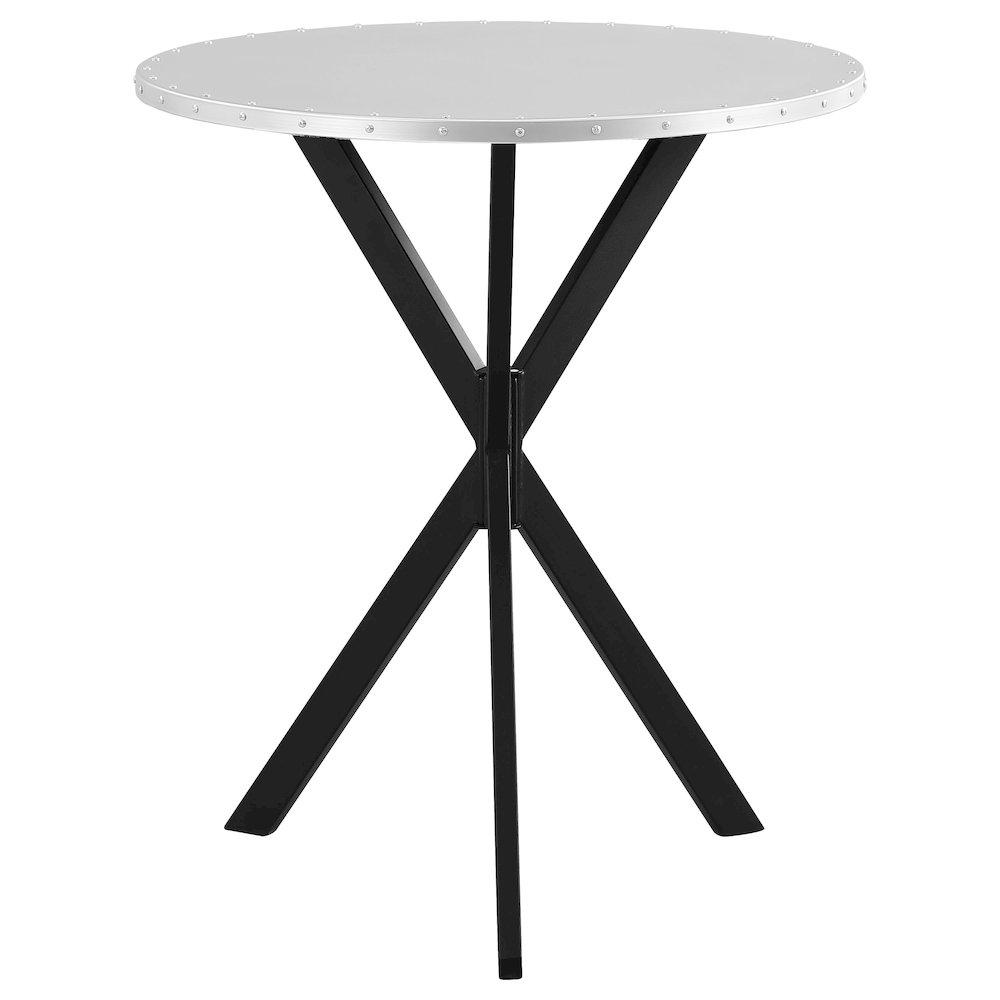 Kenzo Round 32-inch Galvanized Steel Bistro Bar Table Silver. Picture 3