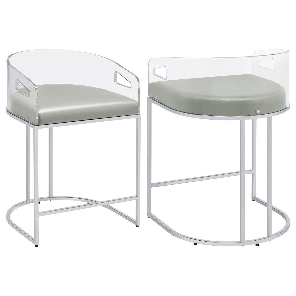 Thermosolis Clear Acrylic Counter Chair Chrome (Set of 2). Picture 2