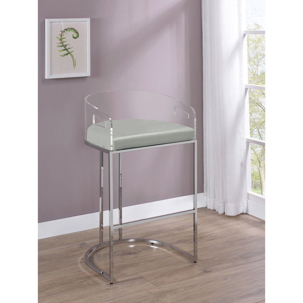 Thermosolis Clear Acrylic Bar Chair Chrome (Set of 2). Picture 12