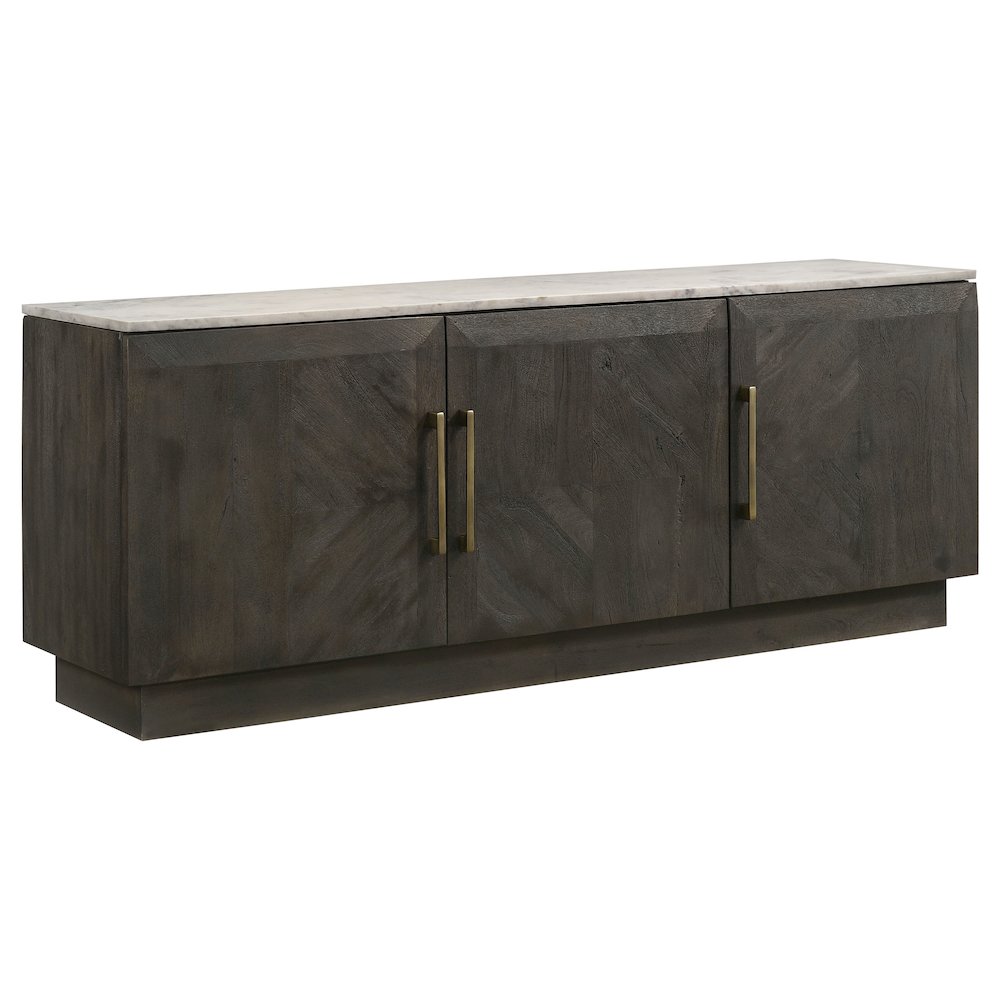 Dennis 3-door Marble Top Sideboard Buffet Tobacco Grey. Picture 2