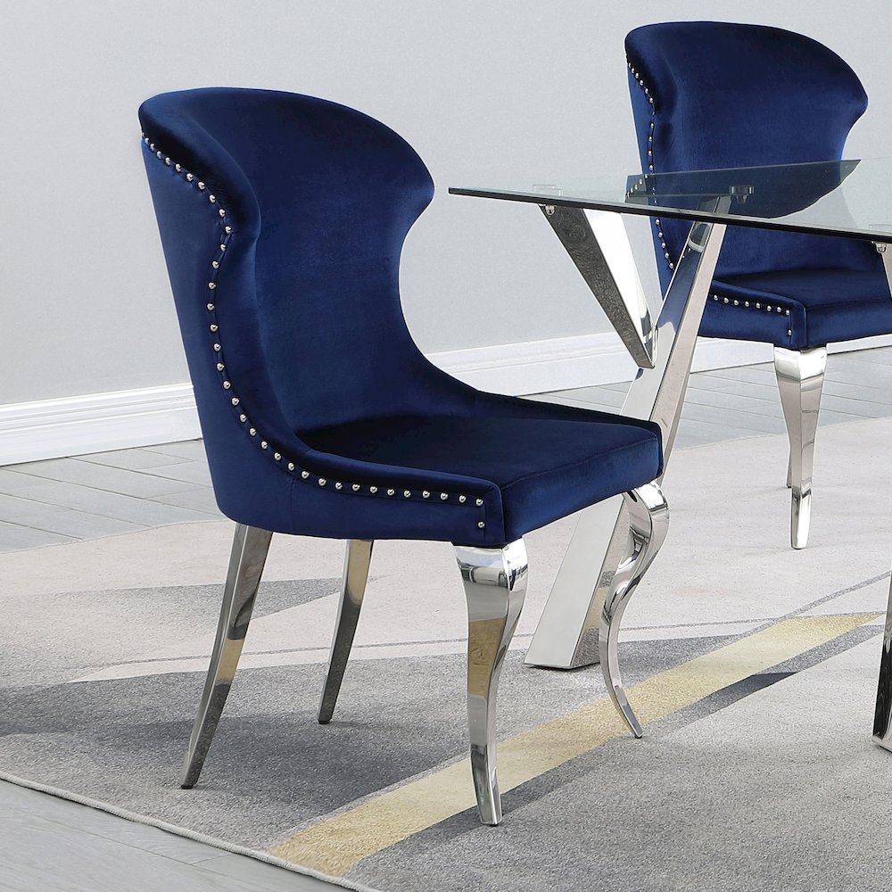 Cheyanne Upholstered Dining Side Chair Ink Blue (Set of 2). Picture 11