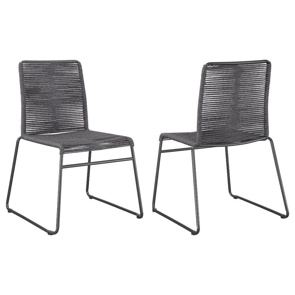 Jerome Woven Rope Stackable Side Chair Charcoal (Set of 2). Picture 2