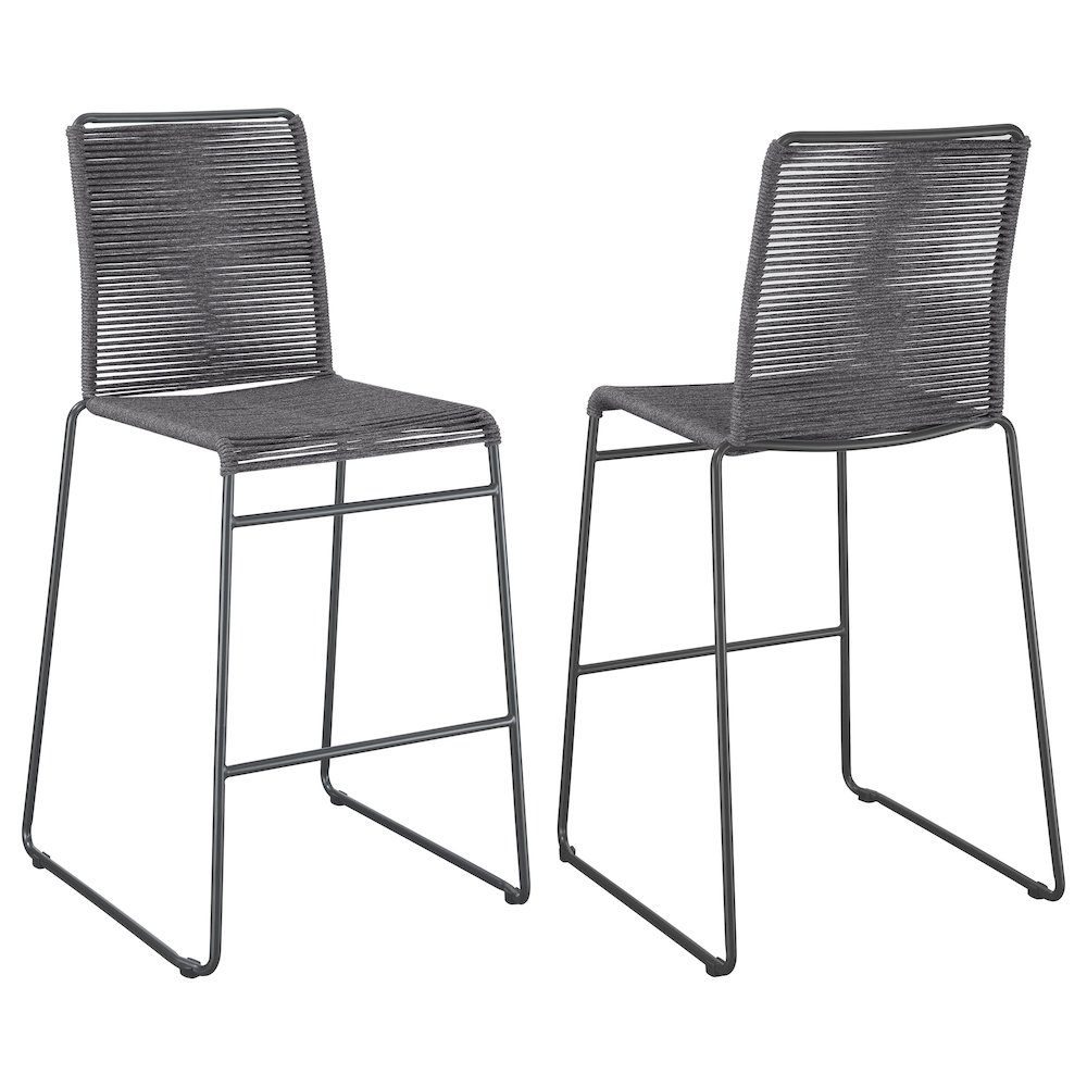 Jerome Woven Rope Metal Bar Chair Charcoal (Set of 2). Picture 2