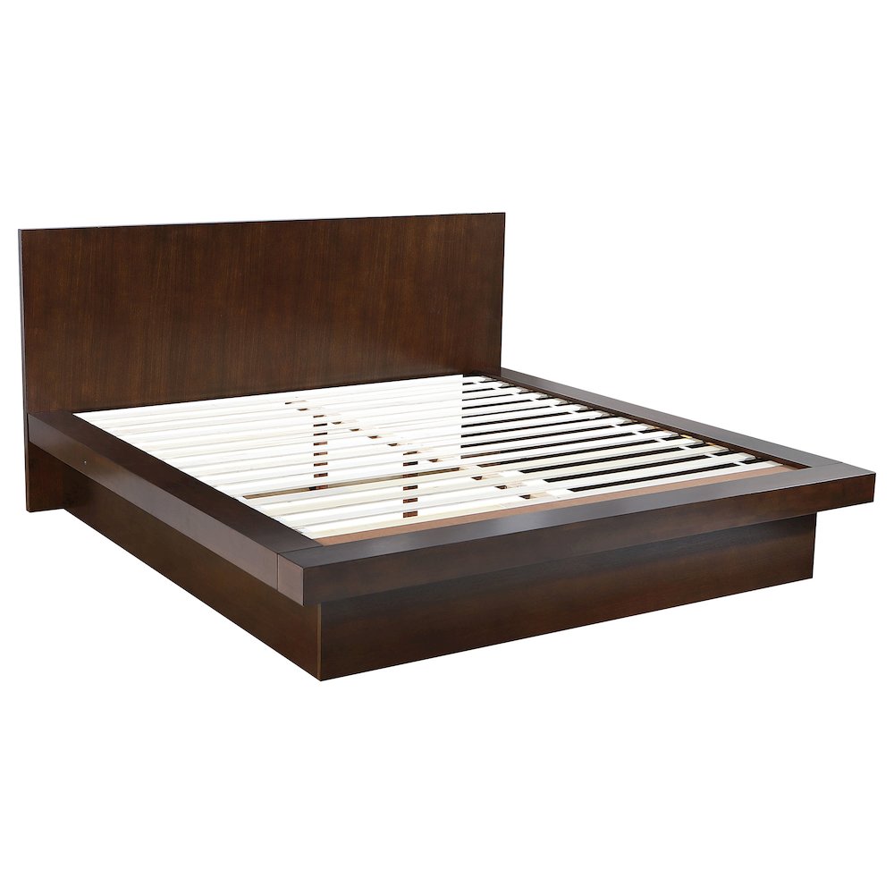 Jessica Wood Eastern King LED Panel Bed Cappuccino. Picture 2
