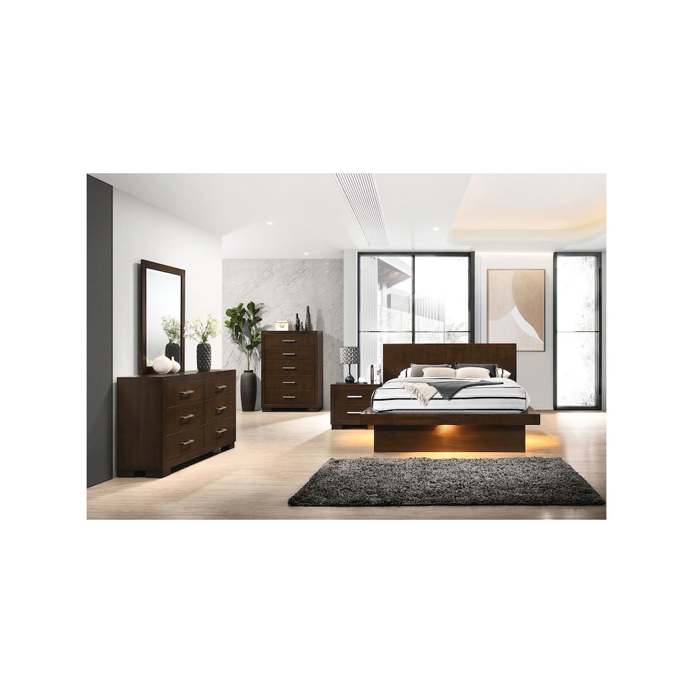 Jessica 5-piece Queen LED Bedroom Set Cappuccino. Picture 12