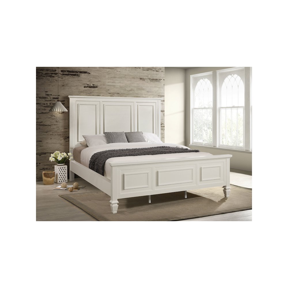 Sandy Beach 63-inch California King Panel Bed Cream White. Picture 8