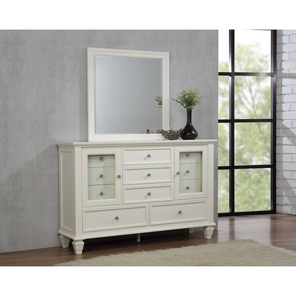 Sandy Beach 11-drawer Dresser with Mirror Cream White. Picture 11