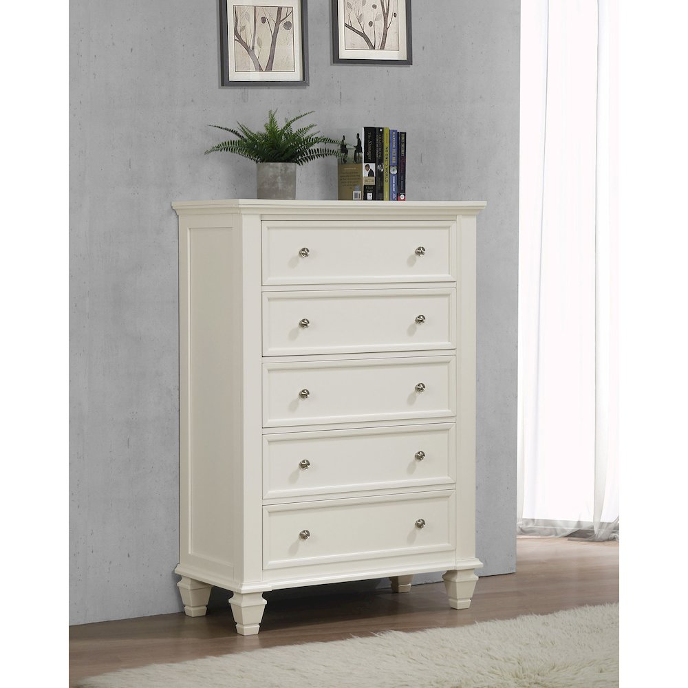 Sandy Beach 5-drawer Bedroom Chest Cream White. Picture 11