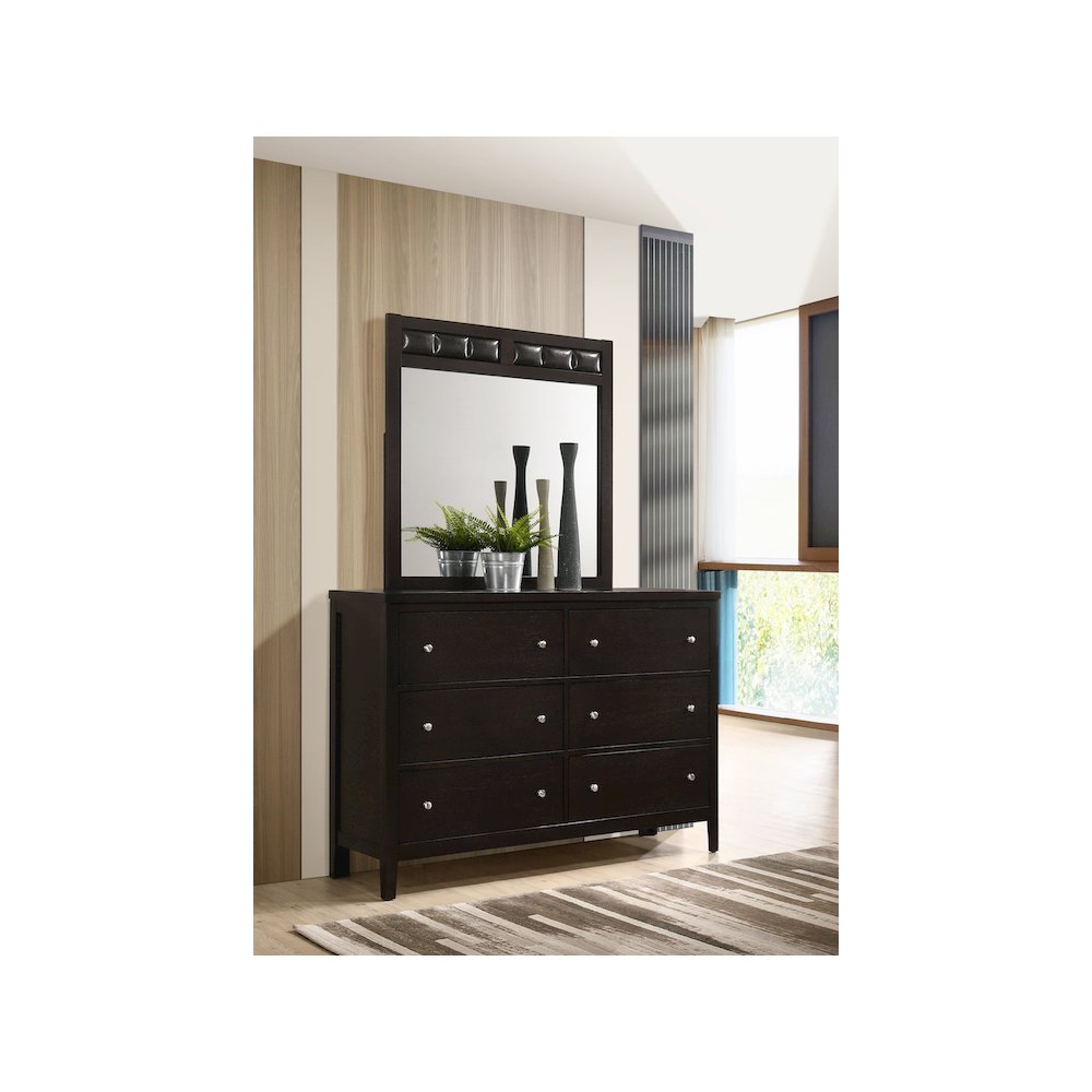 Carlton 6-drawer Dresser with Mirror Cappuccino. Picture 11