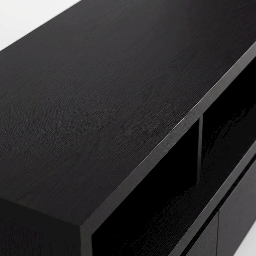Black 59-Inch TV Stand with 3 Drawers and Contemporary Style. Picture 5
