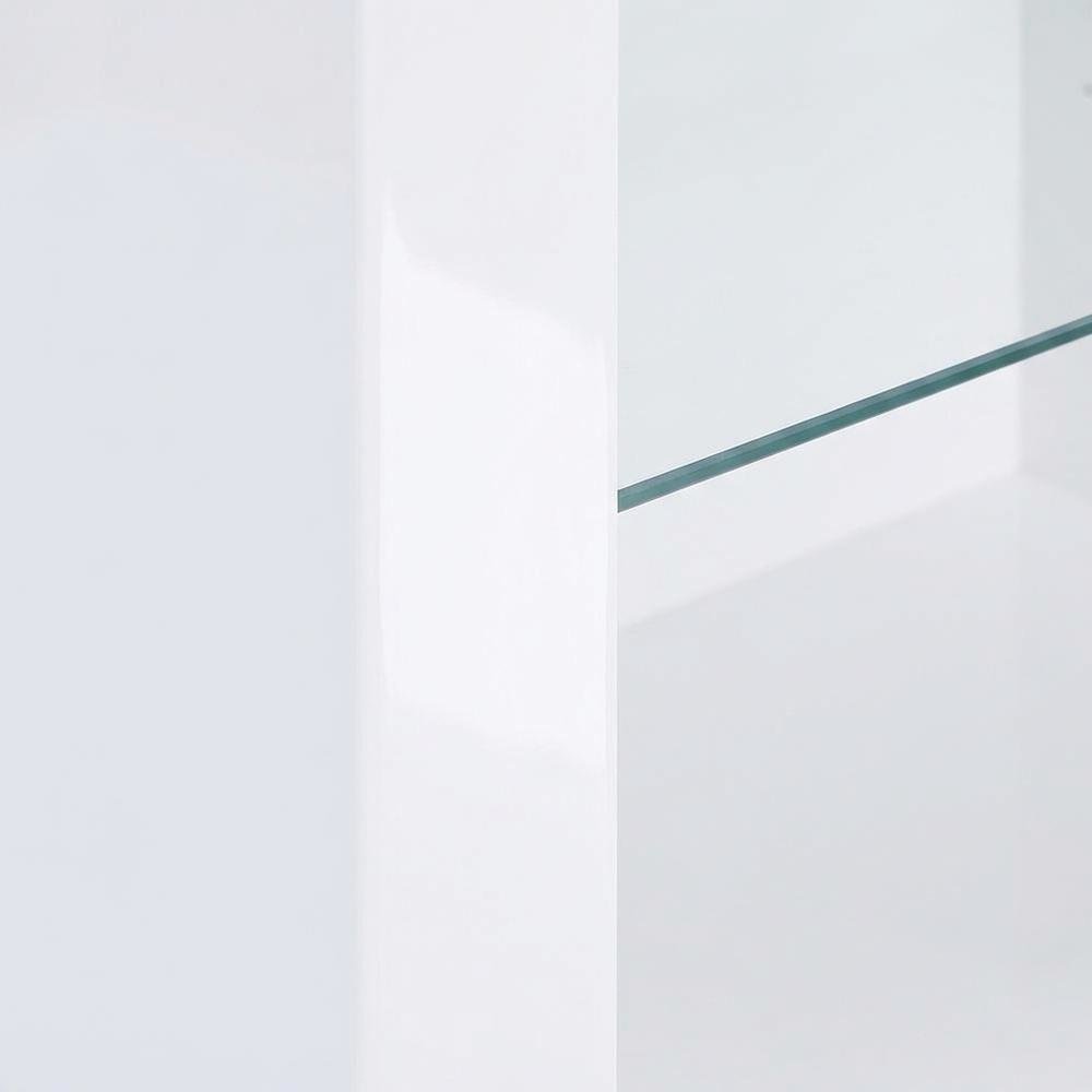 White High Gloss Media Tower With 3 Shelves, Contemporary Style. Picture 5