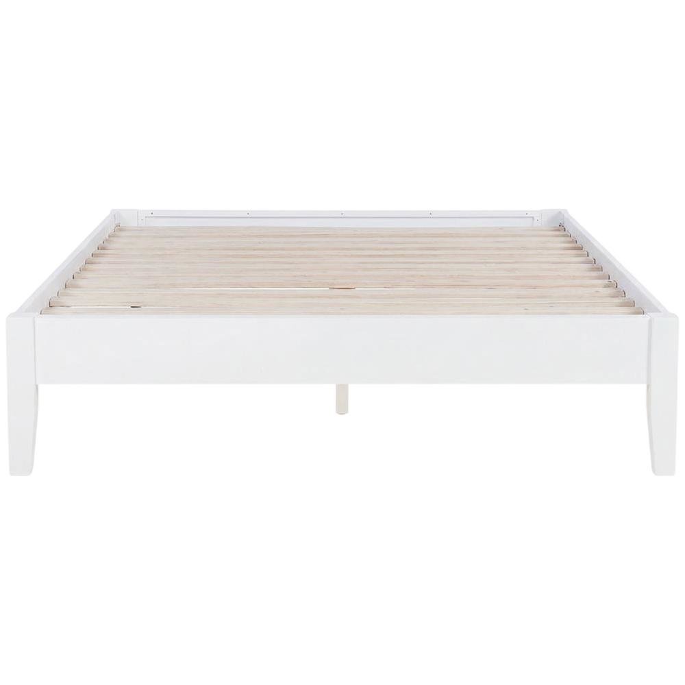 Contemporary White Full Platform Bed With Batten Slats And Sleek Design. Picture 4