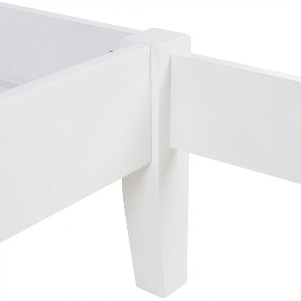 Contemporary White Full Platform Bed With Batten Slats And Sleek Design. Picture 6