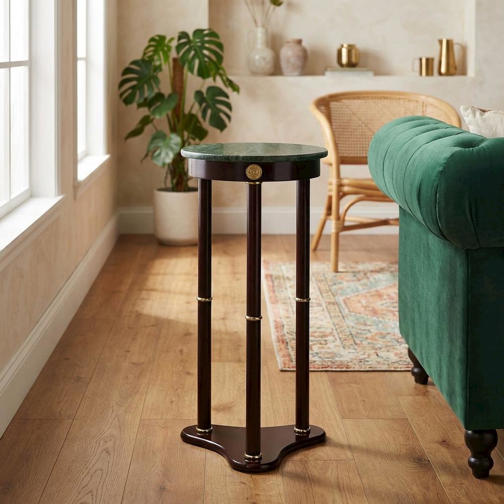 Marble Top Side Table, Green Side Table Round End Tables Living Room Accent. Picture 3