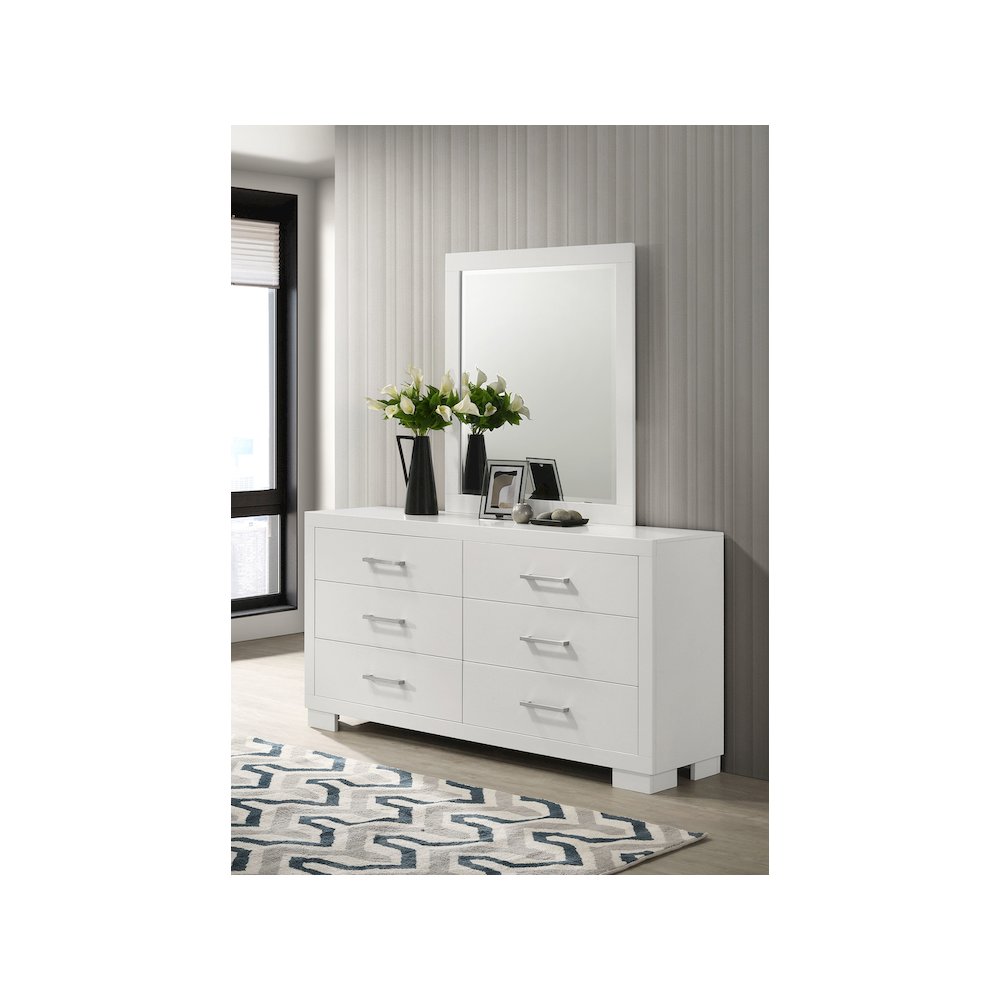 Jessica 6-drawer Dresser with Mirror Cream White. Picture 11