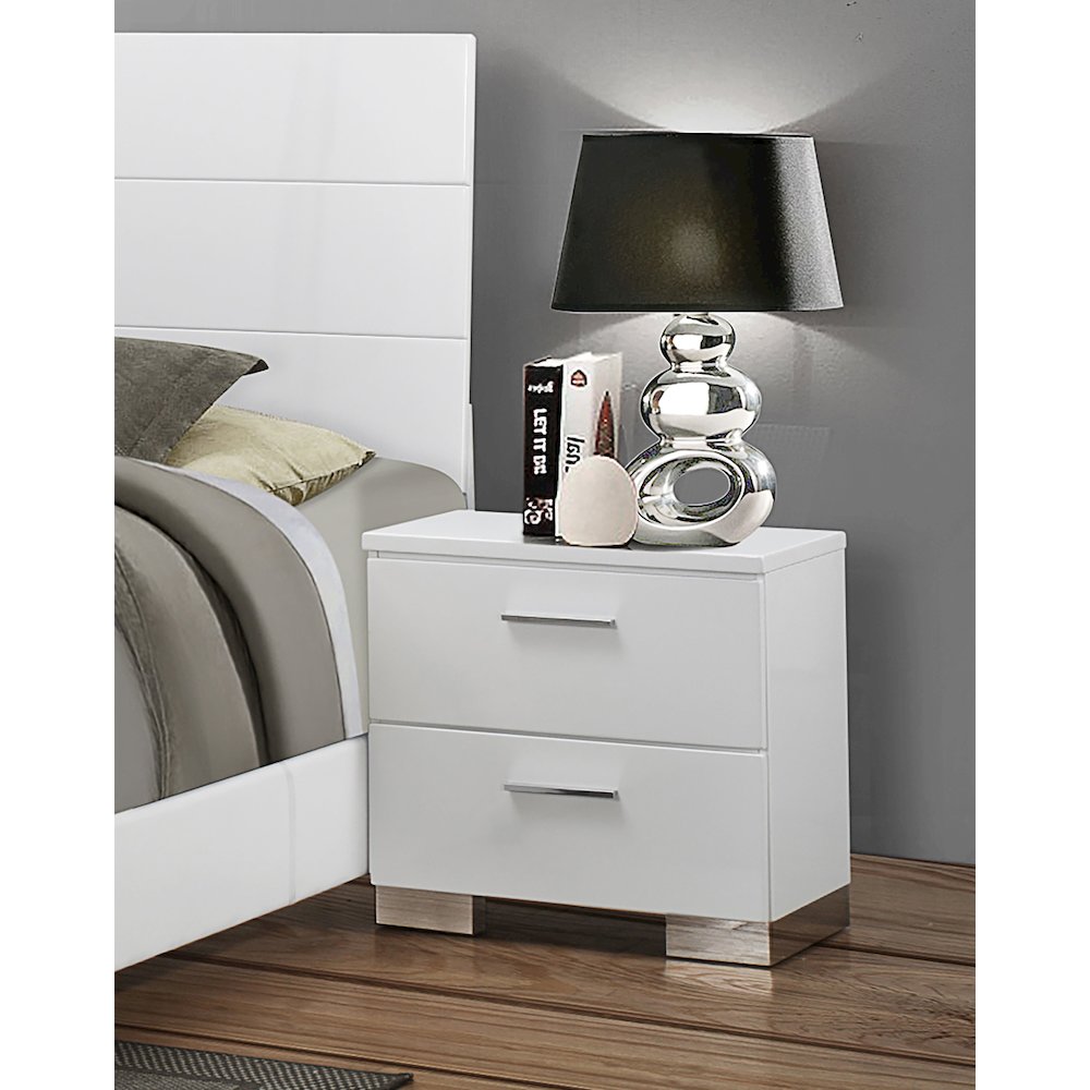 Felicity 2-drawer Nightstand White High Gloss. Picture 11
