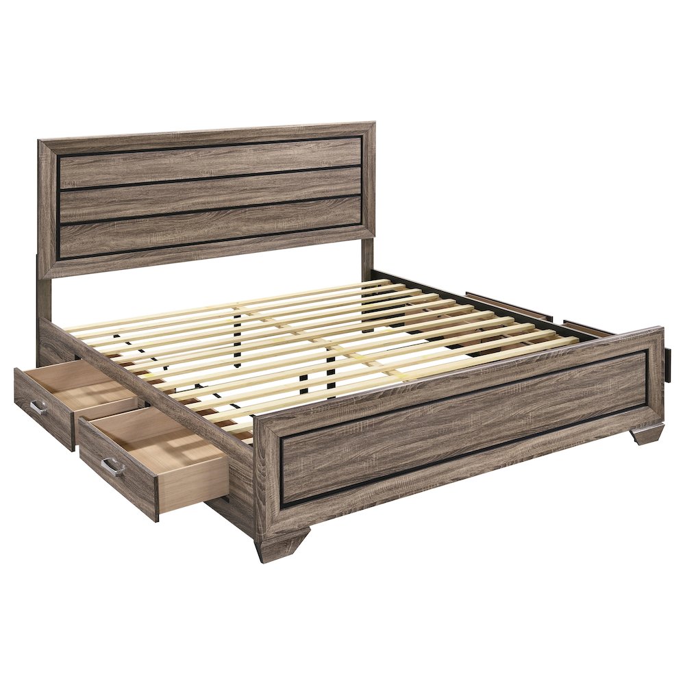 Kauffman Wood Eastern King Storage Panel Bed Washed Taupe. Picture 3