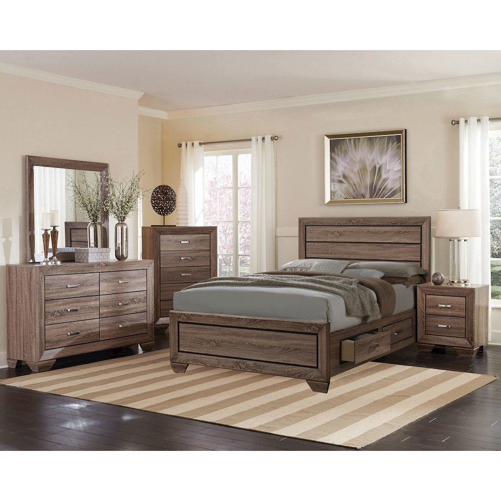 Kauffman 5-piece Eastern King Bedroom Set Washed Taupe. Picture 12
