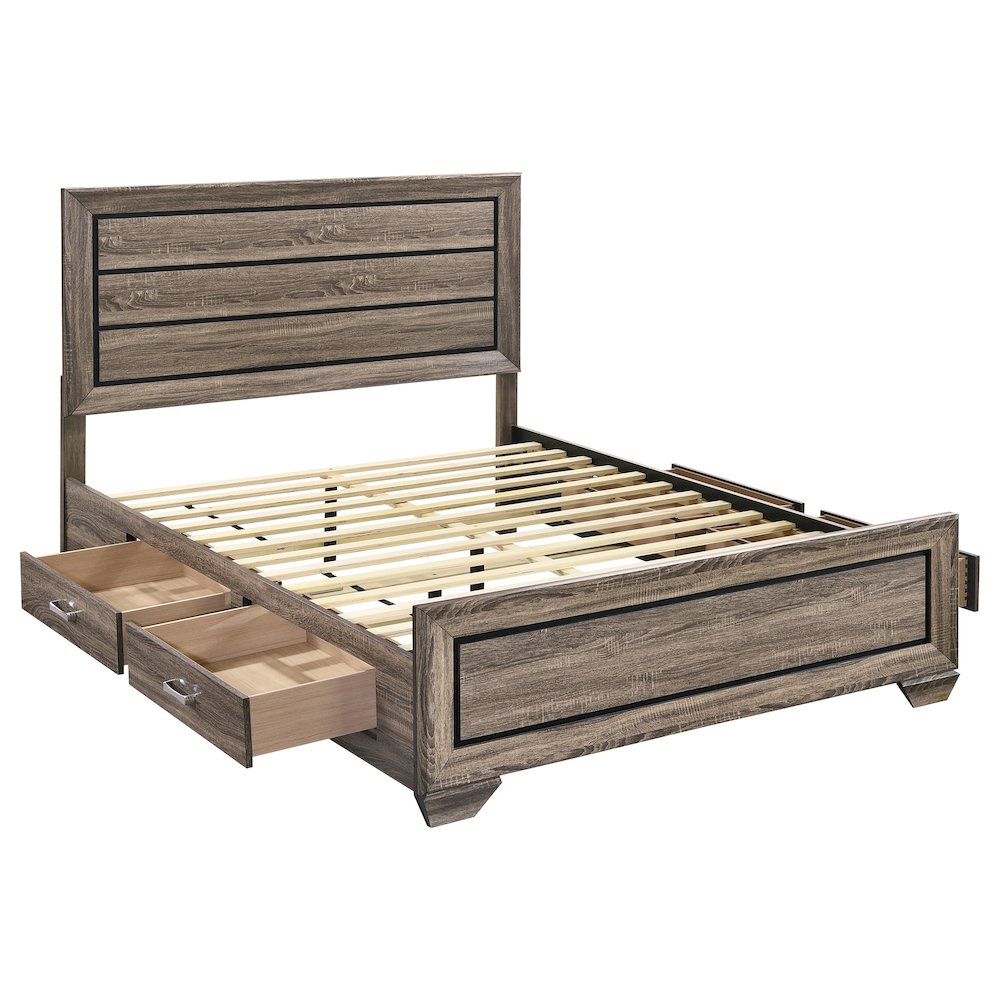 Kauffman Wood Queen Storage Panel Bed Washed Taupe. Picture 3