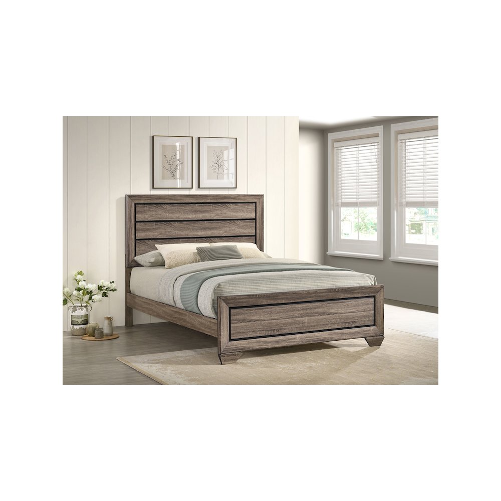 Kauffman Wood Queen Panel Bed Washed Taupe. Picture 8