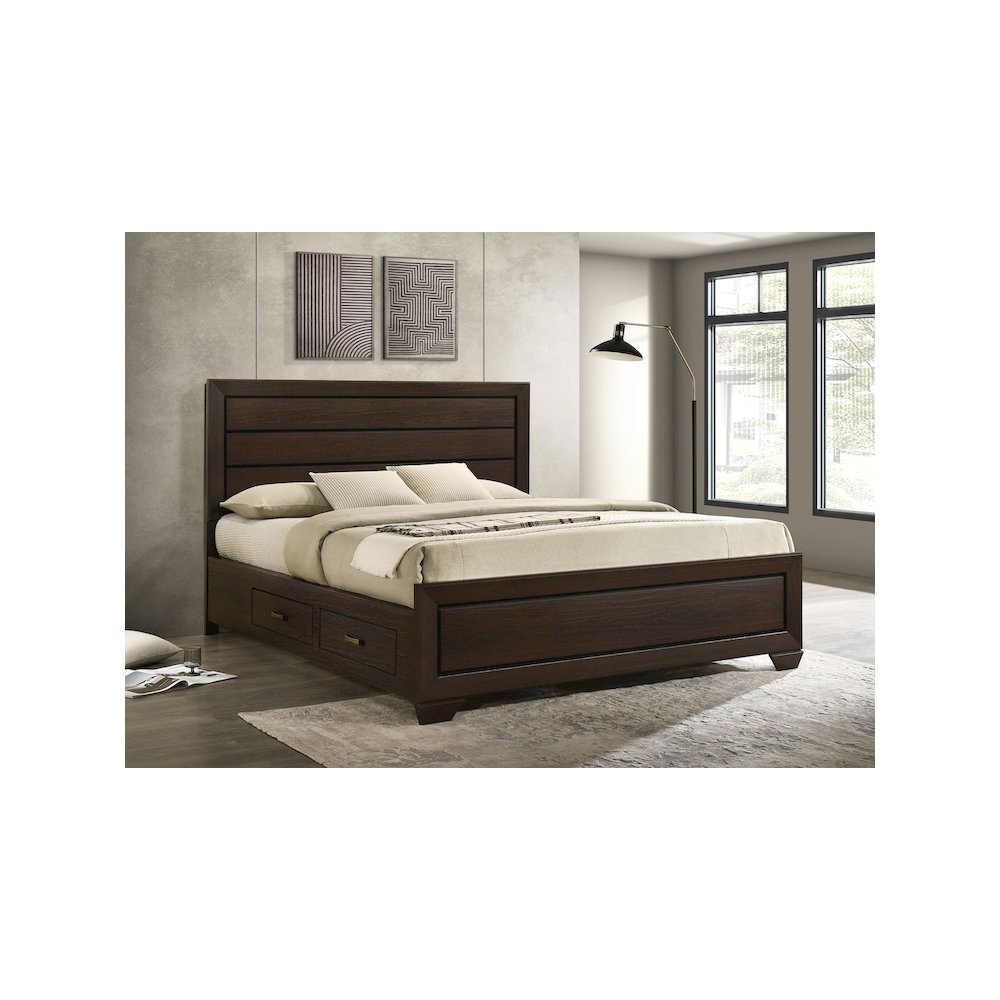 Kauffman Wood California King Storage Panel Bed Dark Cocoa. Picture 11