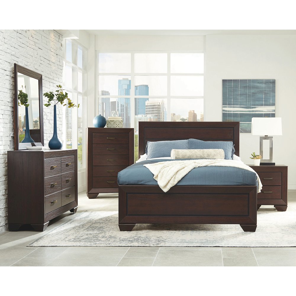 Kauffman Wood Queen Panel Bed Dark Cocoa. Picture 7