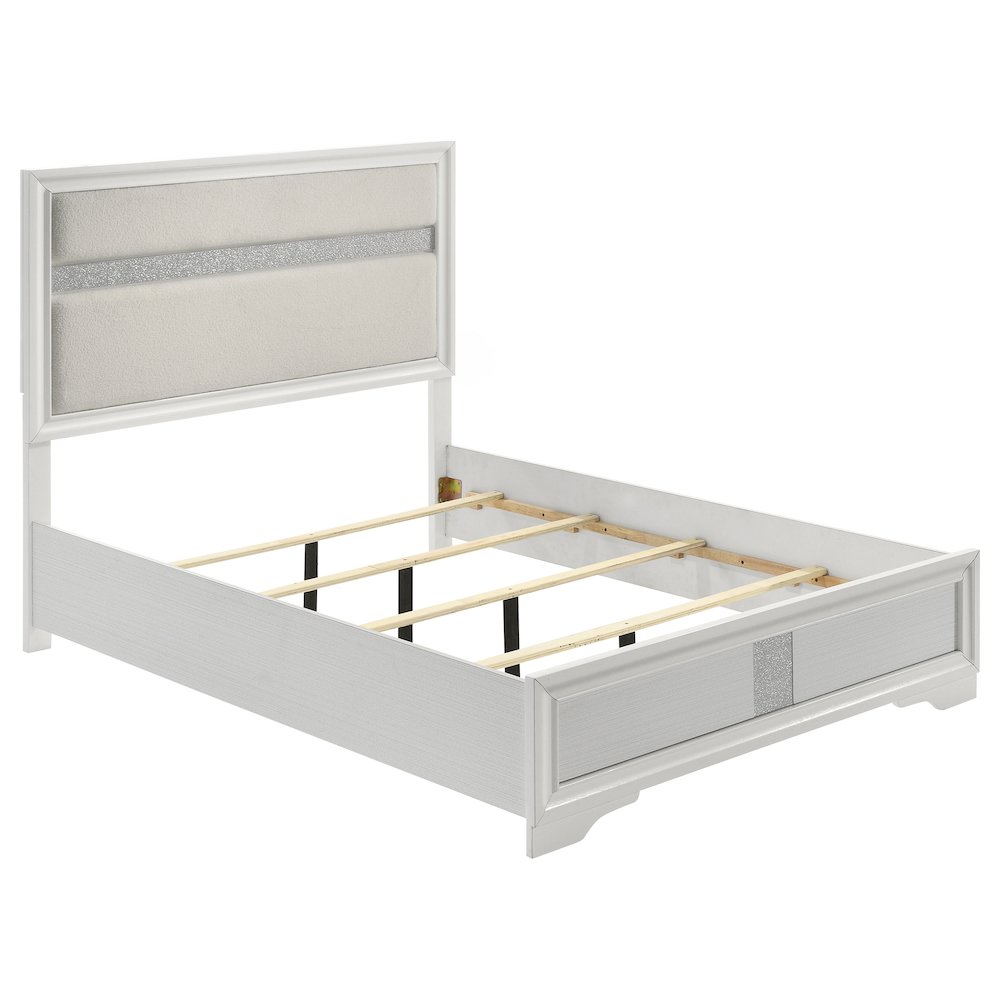 Miranda 54-inch Upholstered Queen Panel Bed White. Picture 2