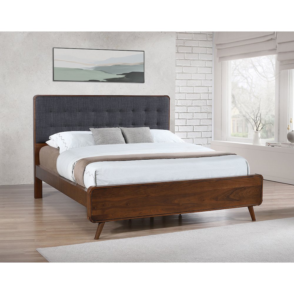 Robyn Wood California King Panel Bed Dark Walnut. Picture 8
