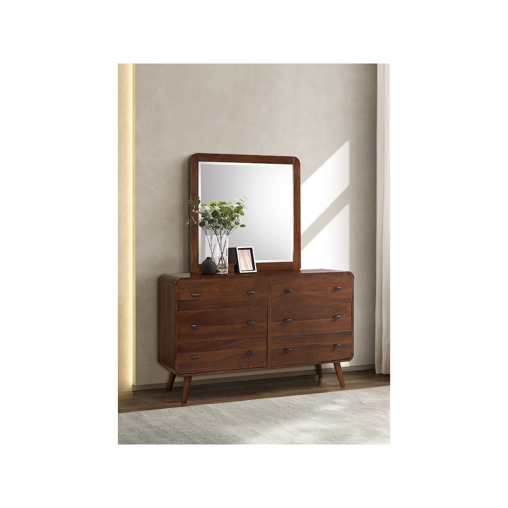 Robyn 6-drawer Dresser with Mirror Dark Walnut. Picture 11