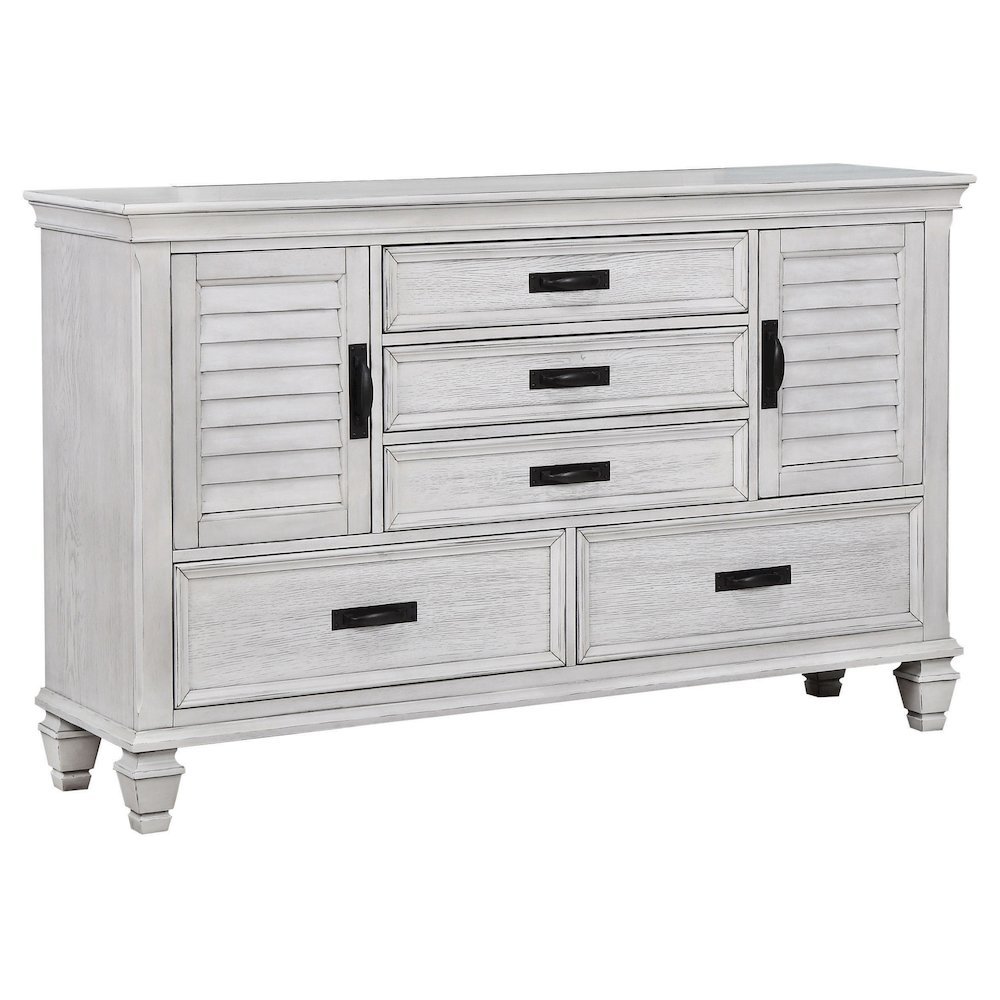 Franco 5-drawer Dresser Distressed White. Picture 2