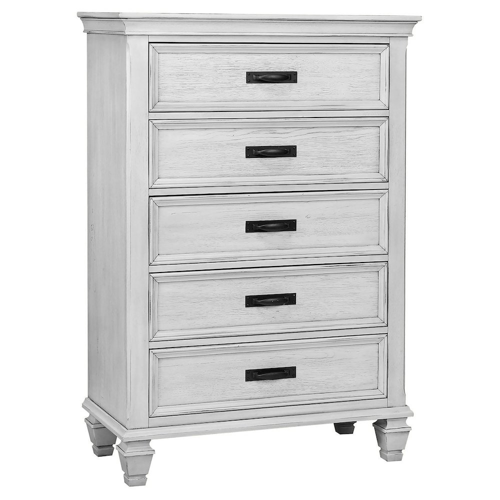 Franco 5-drawer Bedroom Chest Distressed White. Picture 2