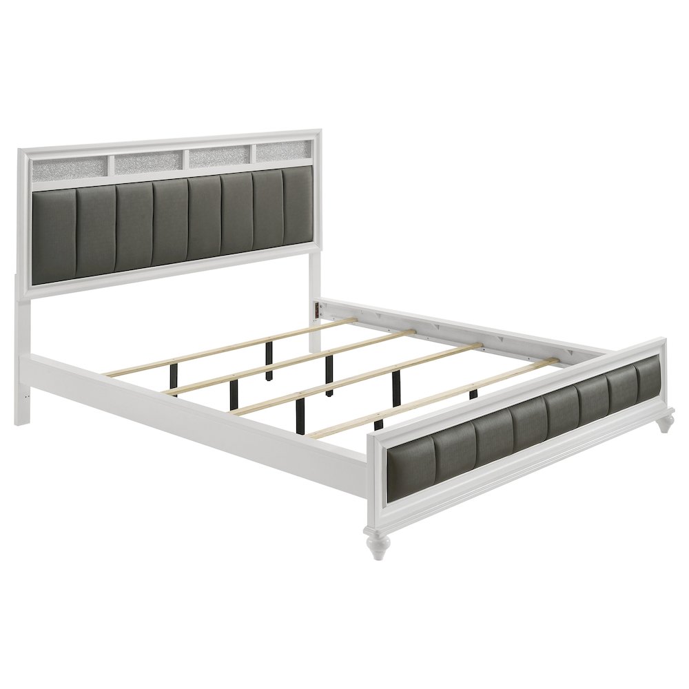 Barzini Wood California King Panel Bed White. Picture 2