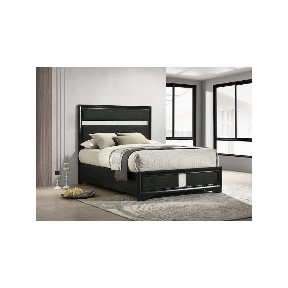 Miranda 54-inch Upholstered Full Panel Bed Black. Picture 8