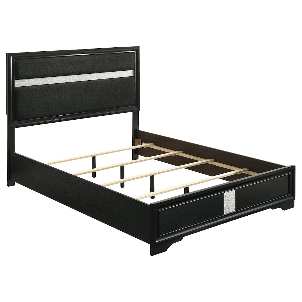 Miranda 54-inch Upholstered Queen Panel Bed Black. Picture 2
