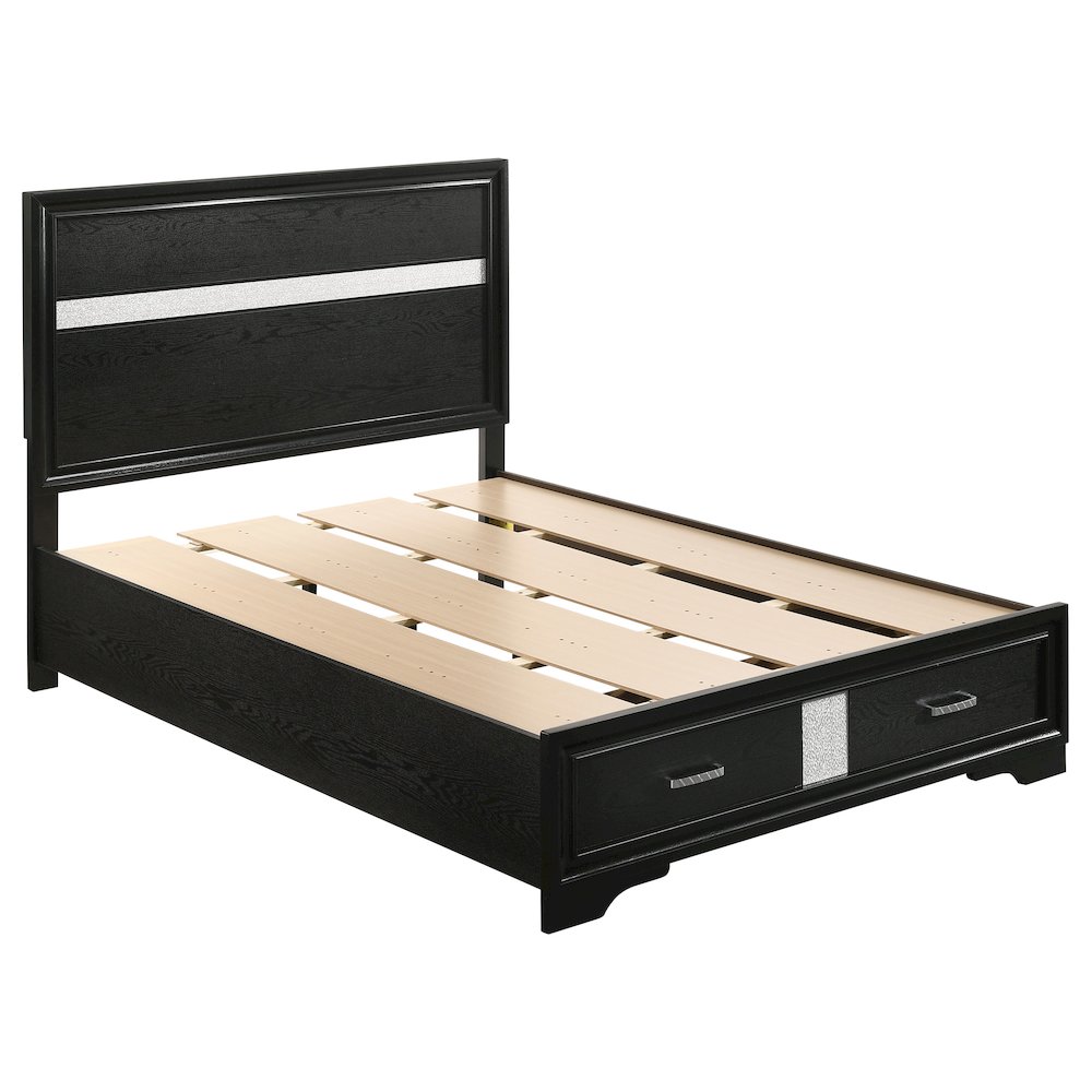 Miranda 51-inch Wood Full Storage Panel Bed Black. Picture 2