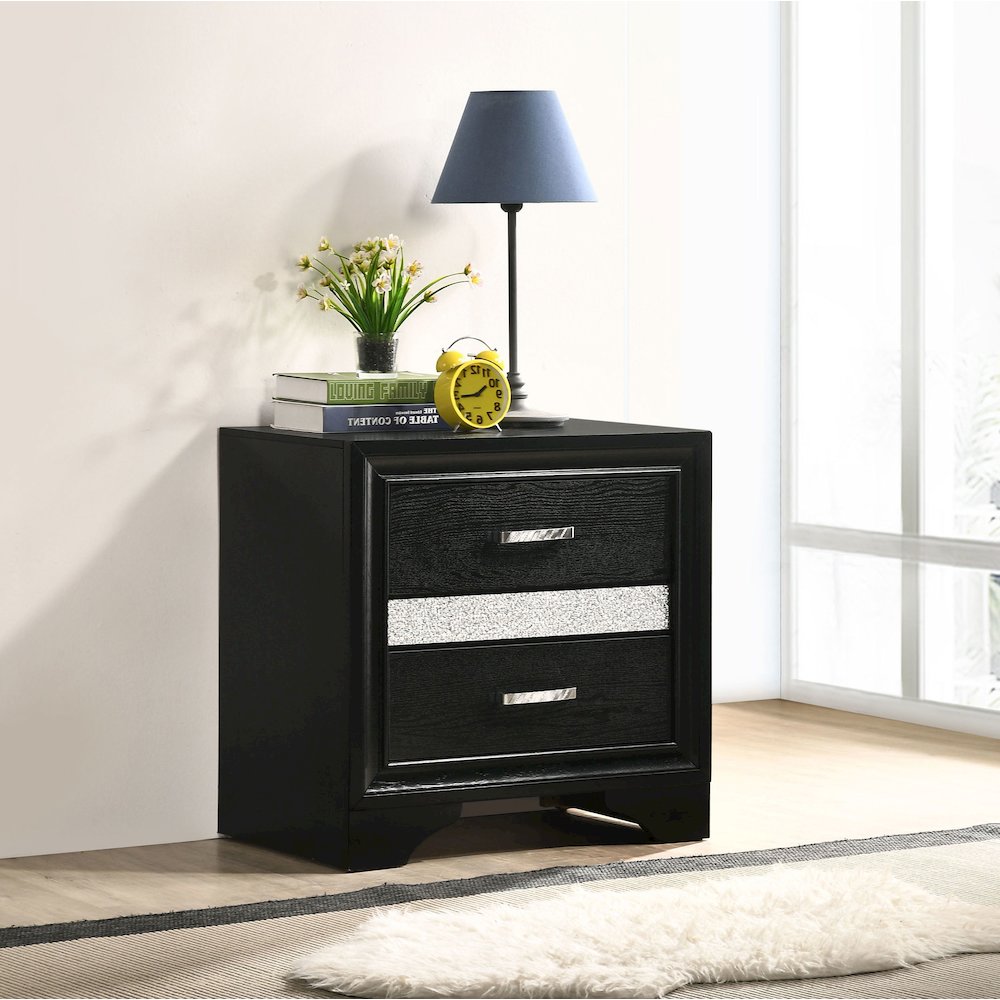 Miranda 2-drawer Nightstand Black. Picture 12