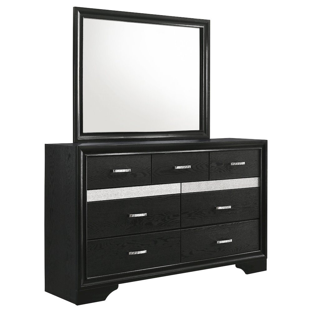 Miranda 7-drawer Dresser with Mirror Black. Picture 2
