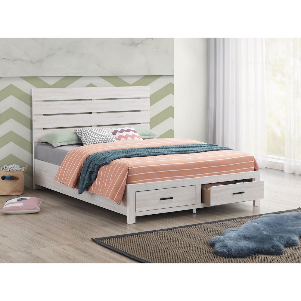 Brantford Wood Queen Storage Panel Bed Coastal White. Picture 6