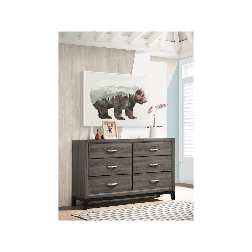 Watson 6-drawer Dresser Grey Oak. Picture 11
