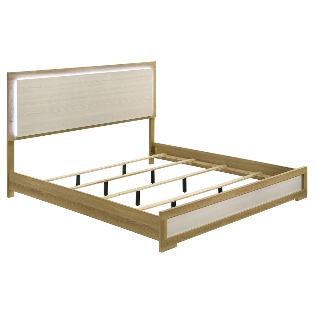 Hyland Eastern King Panel Bed LED Headboard Natural. Picture 2