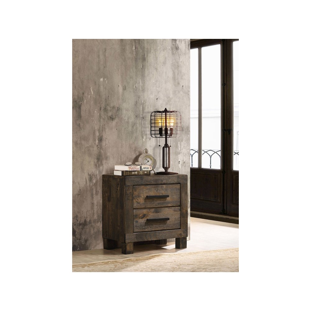Woodmont 2-drawer Nightstand Rustic Golden Brown. Picture 11