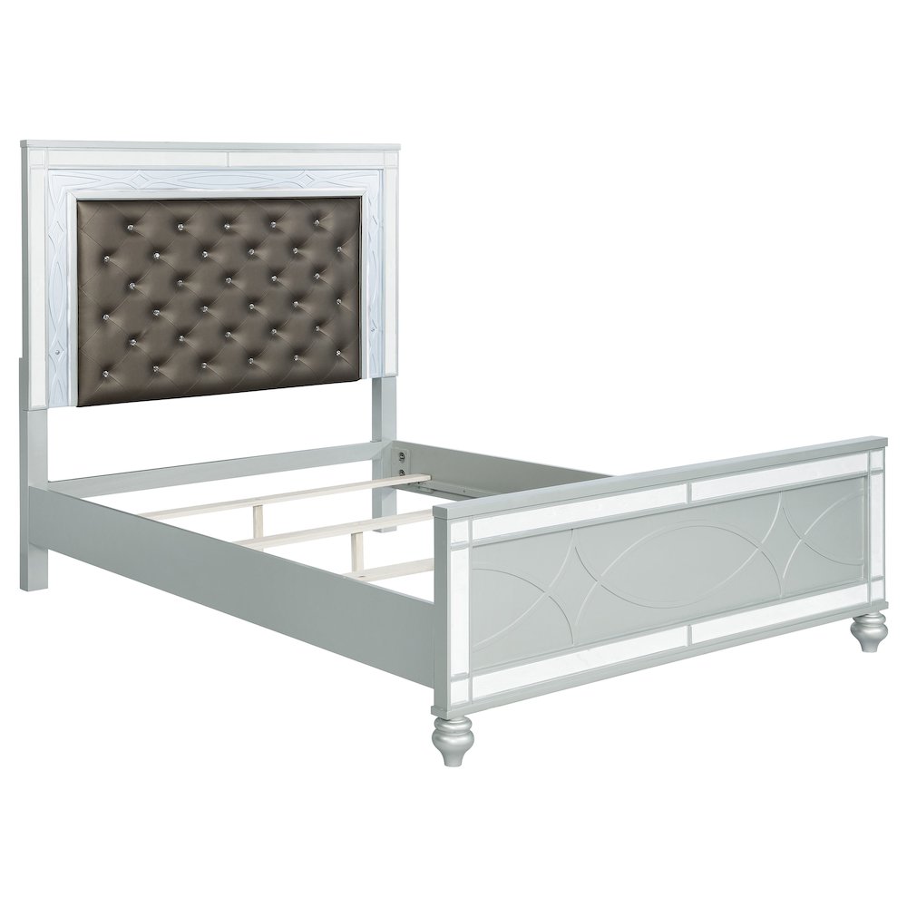 Gunnison Wood Queen LED Panel Bed Silver Metallic. Picture 2